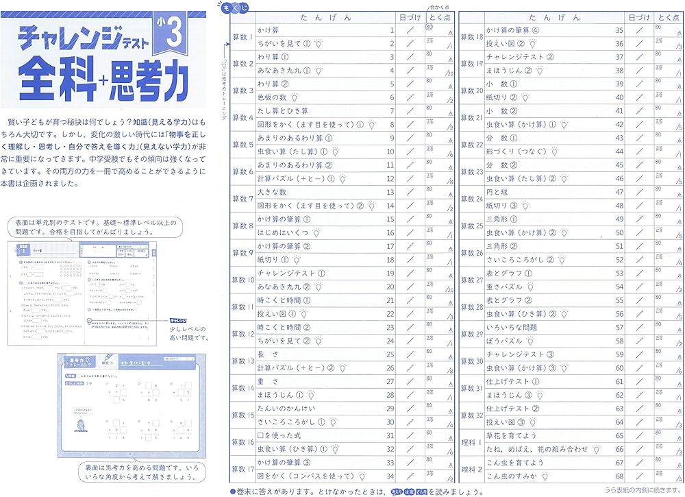 小学3年 チャレンジテスト 全科+思考力: 小学生向けドリル/見える学力+