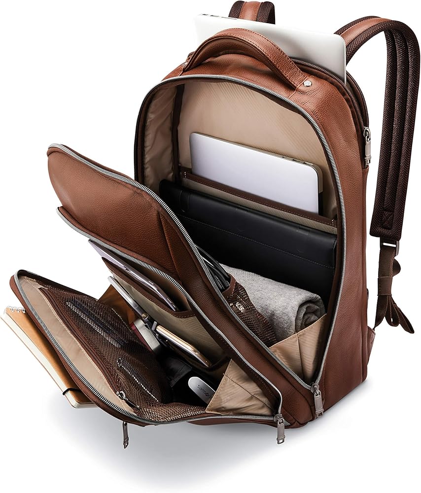 Amazon.com | Samsonite Classic Leather Backpack, Cognac , One Size