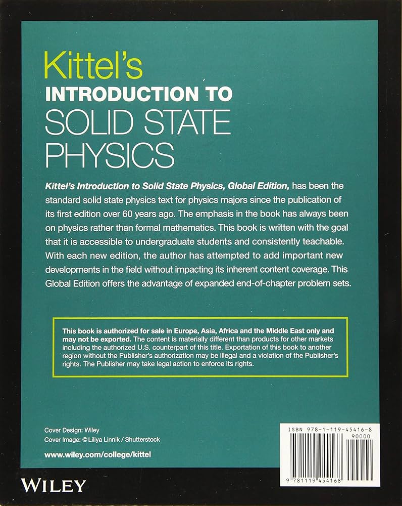 Amazon.com: Kittel's Introduction to Solid State Physics, Global