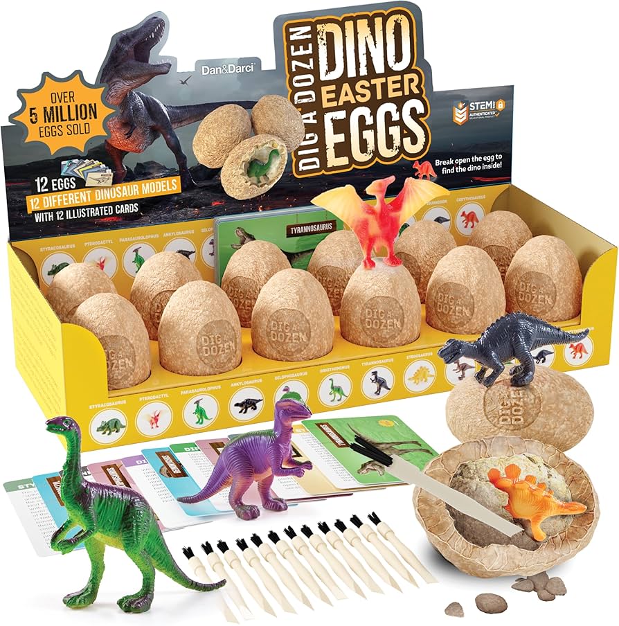 Amazon.com: Dan&Darci Dig a Dozen Dino Egg Kit for Kids - Easter