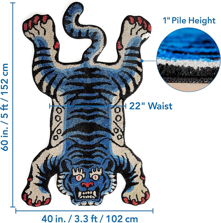 Amazon.com: 5x3.3 ft Tibetan Tiger Area Rug Tufted High Pile