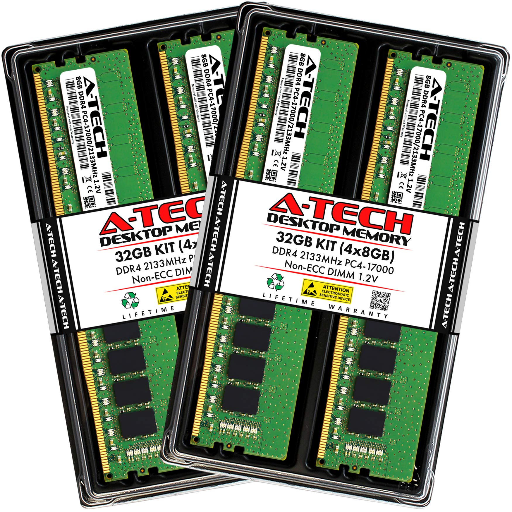 A-Tech 32GB (4x8GB) DDR4 2133 MHz UDIMM PC4-17000 (PC4-2133P) CL15