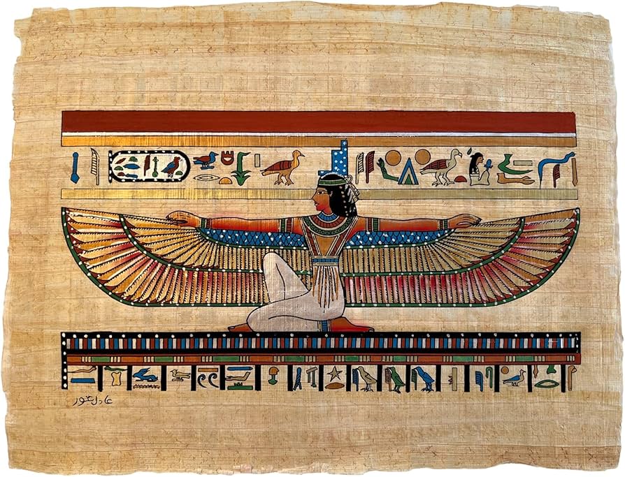 Amazon.co.jp: 古代エジプト絵画:翼のあるイシスパピルス、保護の