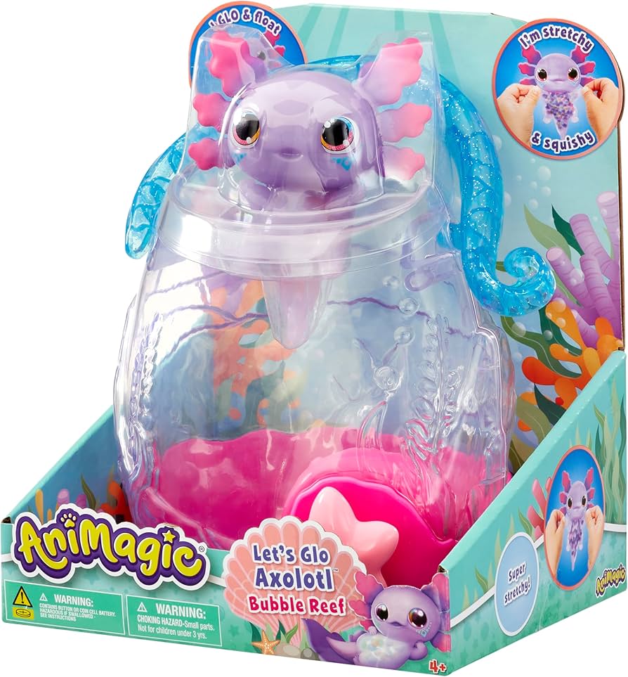 Amazon.com: Animagic Let's Glo Axolotl Bubble Reef | Squishy Water