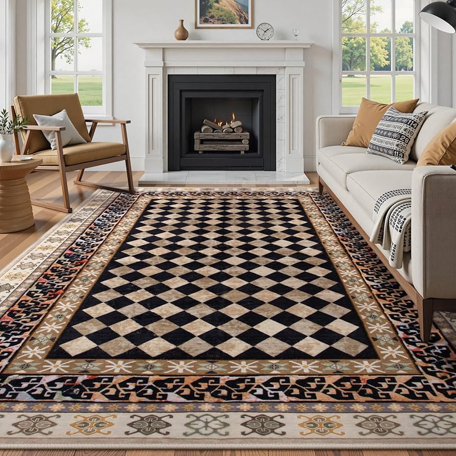 Amazon.com: Wonnitar Checkered 6x9 Area Rugs for Living Room