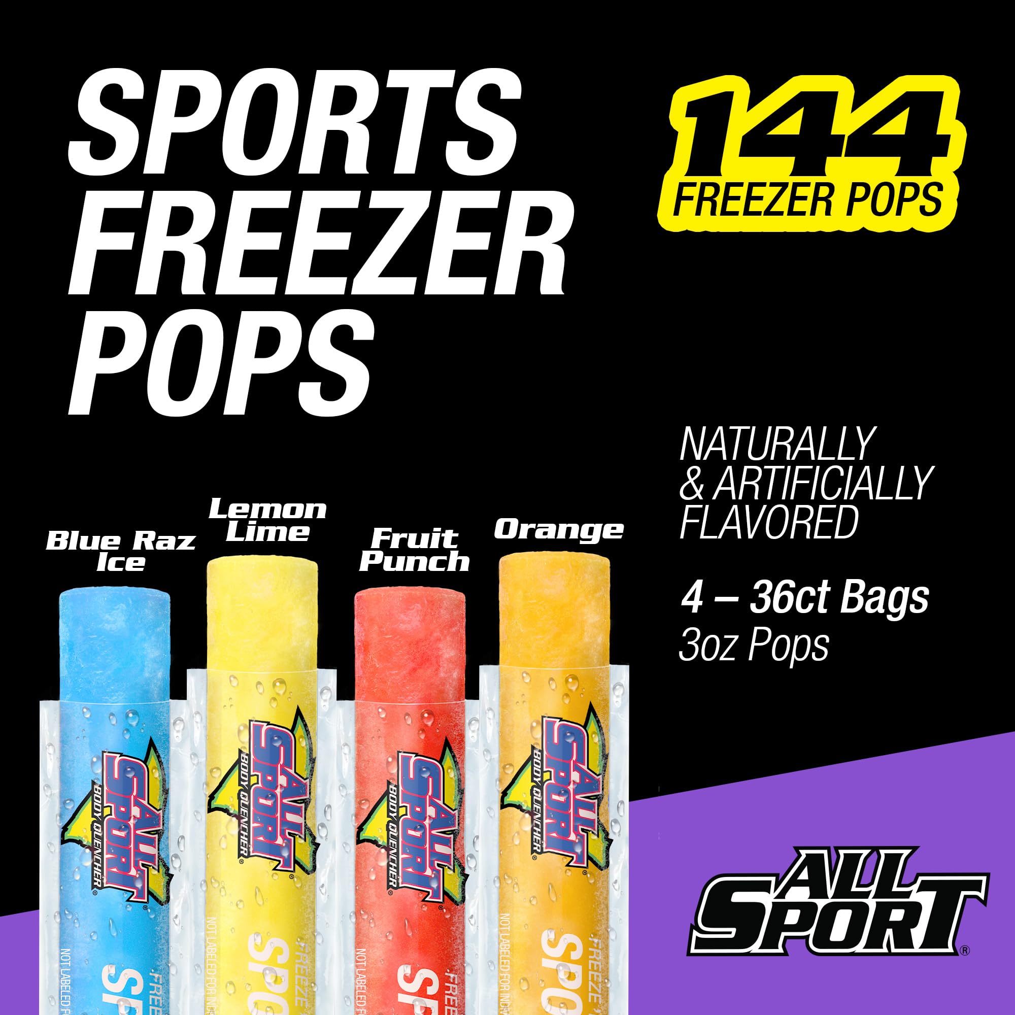 Amazon.com : All Sport Freezer Pops, Giant Sized 3oz, 144 CT
