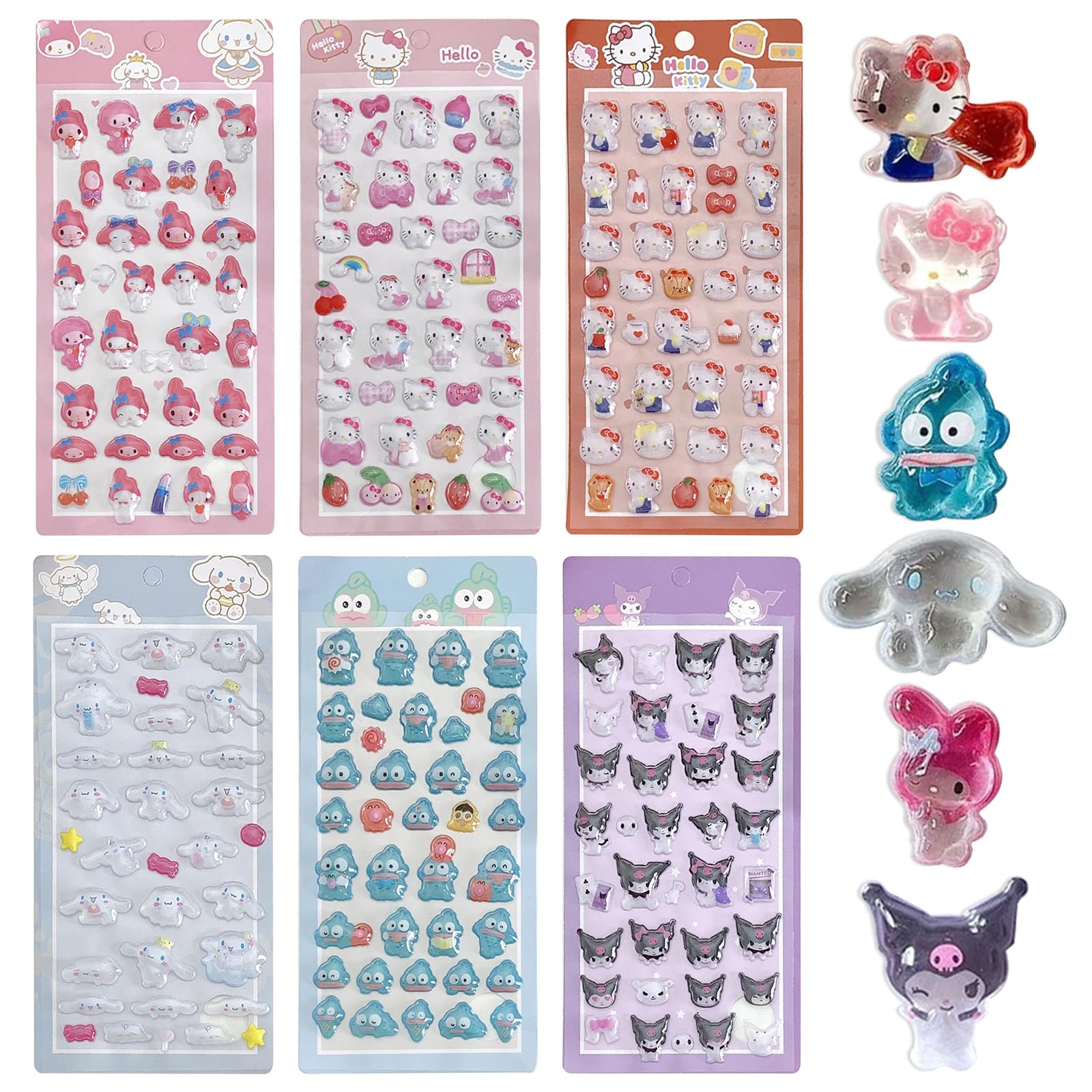 Amazon | 【6枚セット】3dシール Ziifun 可愛い 手帳用 泡ステッカー