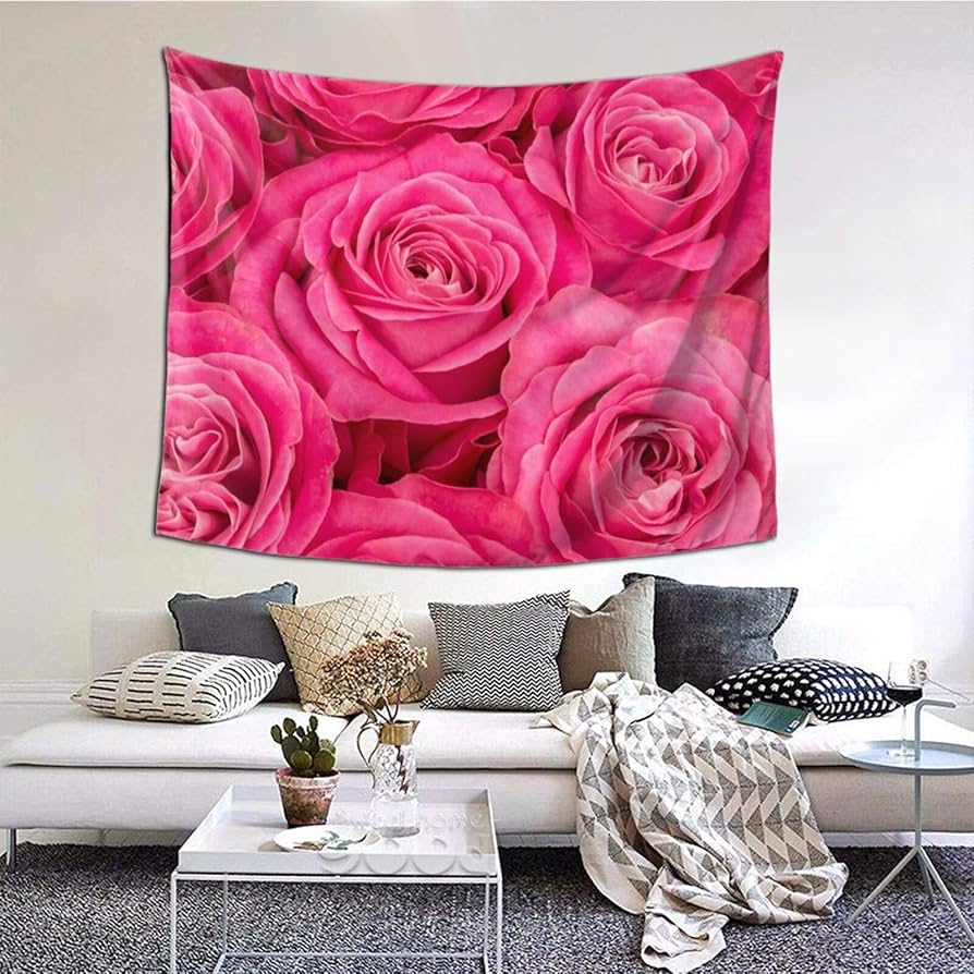 Amazon.co.jp: ピンク色の薔薇の花 タペストリー 壁掛けタペストリー