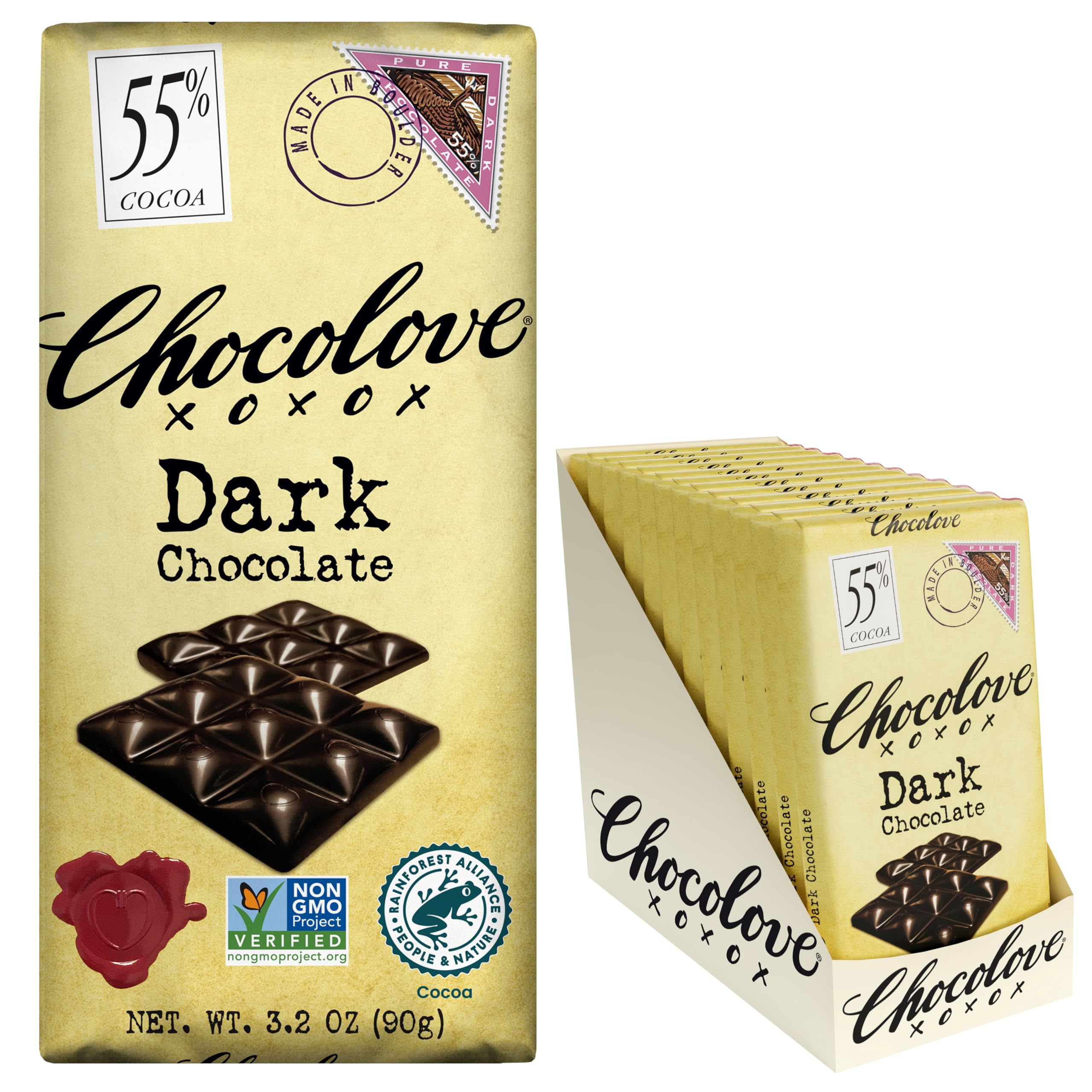Amazon.com: Chocolove Dark Chocolate Bars | 55% Cocoa | Crafted