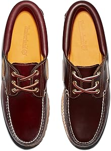 Timberland Men's Authentic 3-Eye Lug Handsewn Boat Shoe, Burgundy
