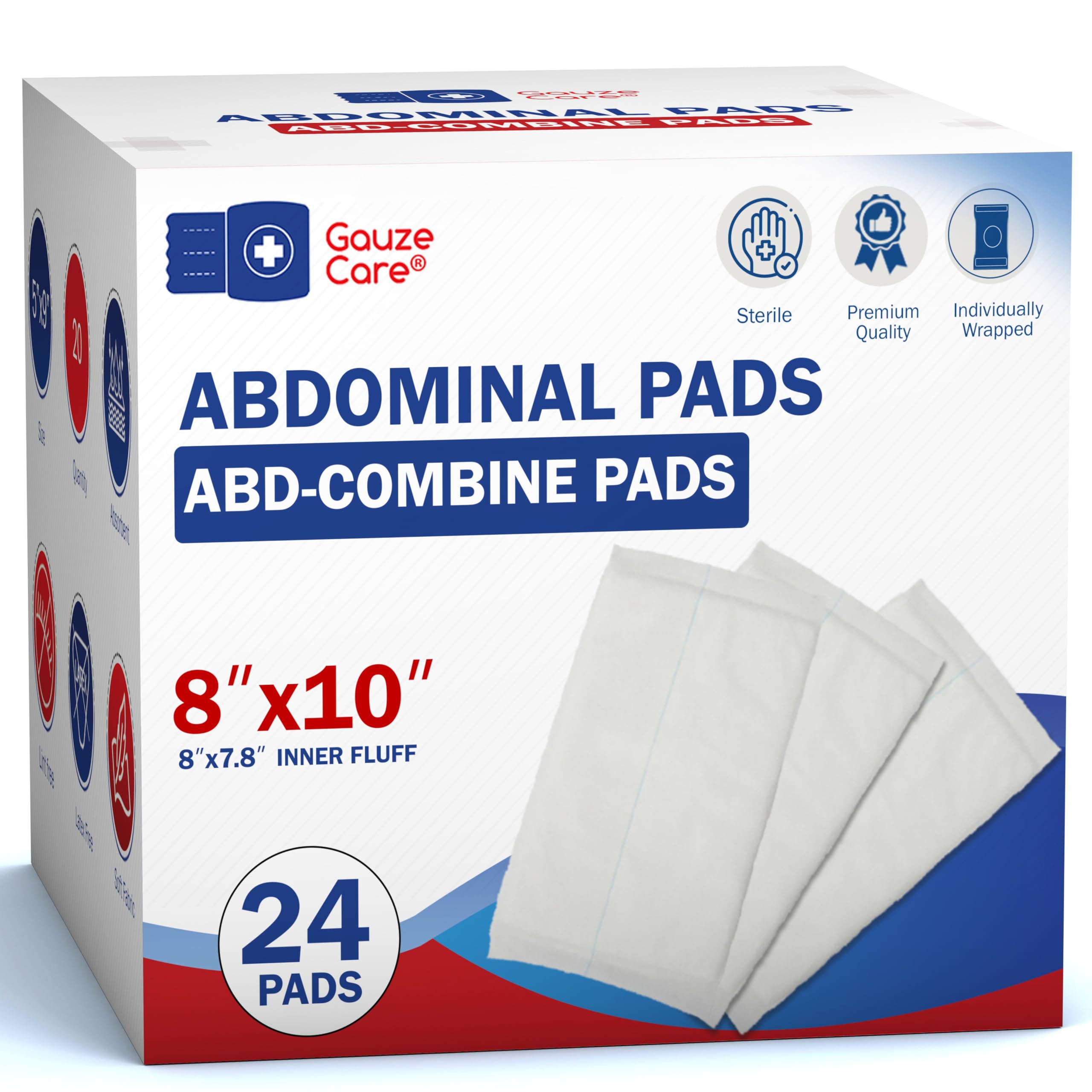 Amazon.com: GauzeCare Sterile Abdominal- ABD Combine Pads| 24-Pack