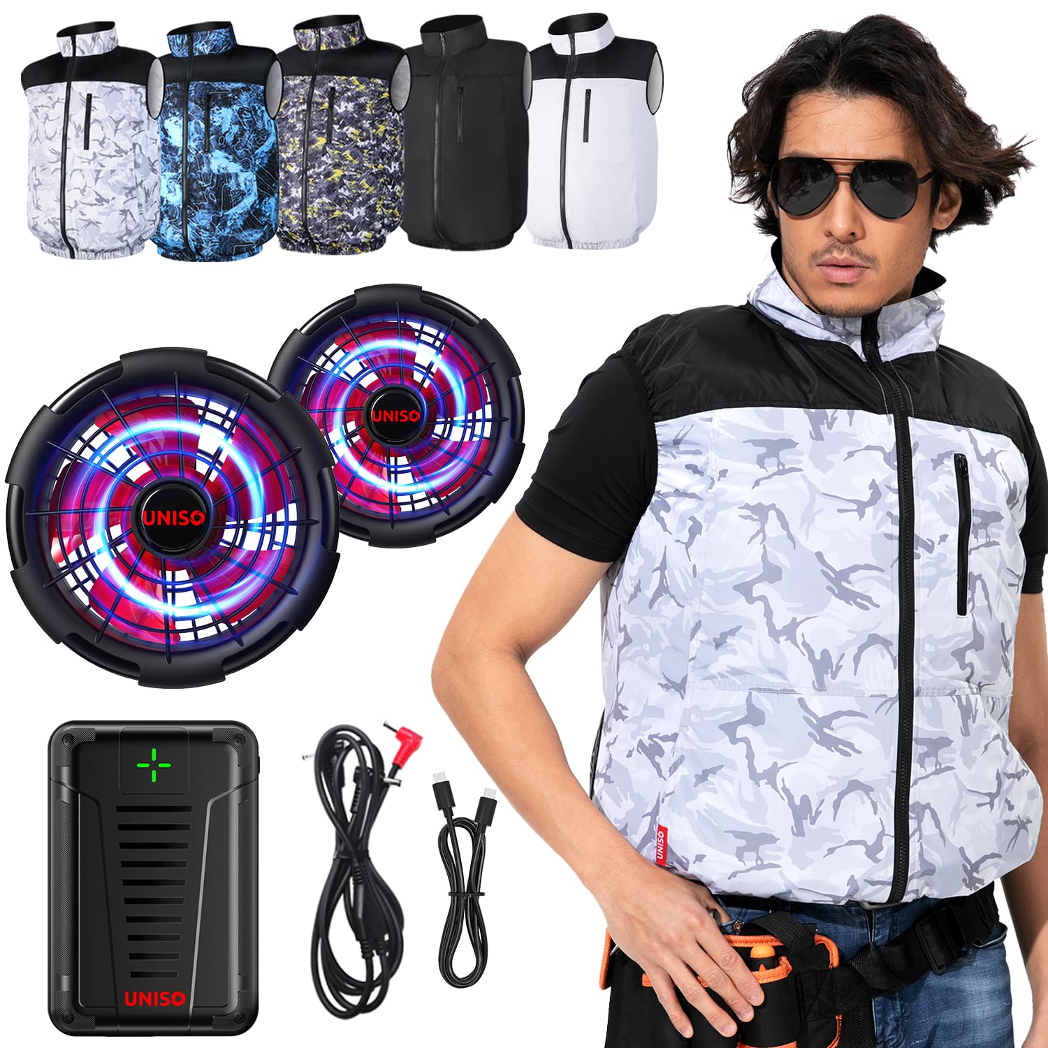 Amazon.co.jp: [UNISO] 新モデルファン付きベスト空調作業服 ファン
