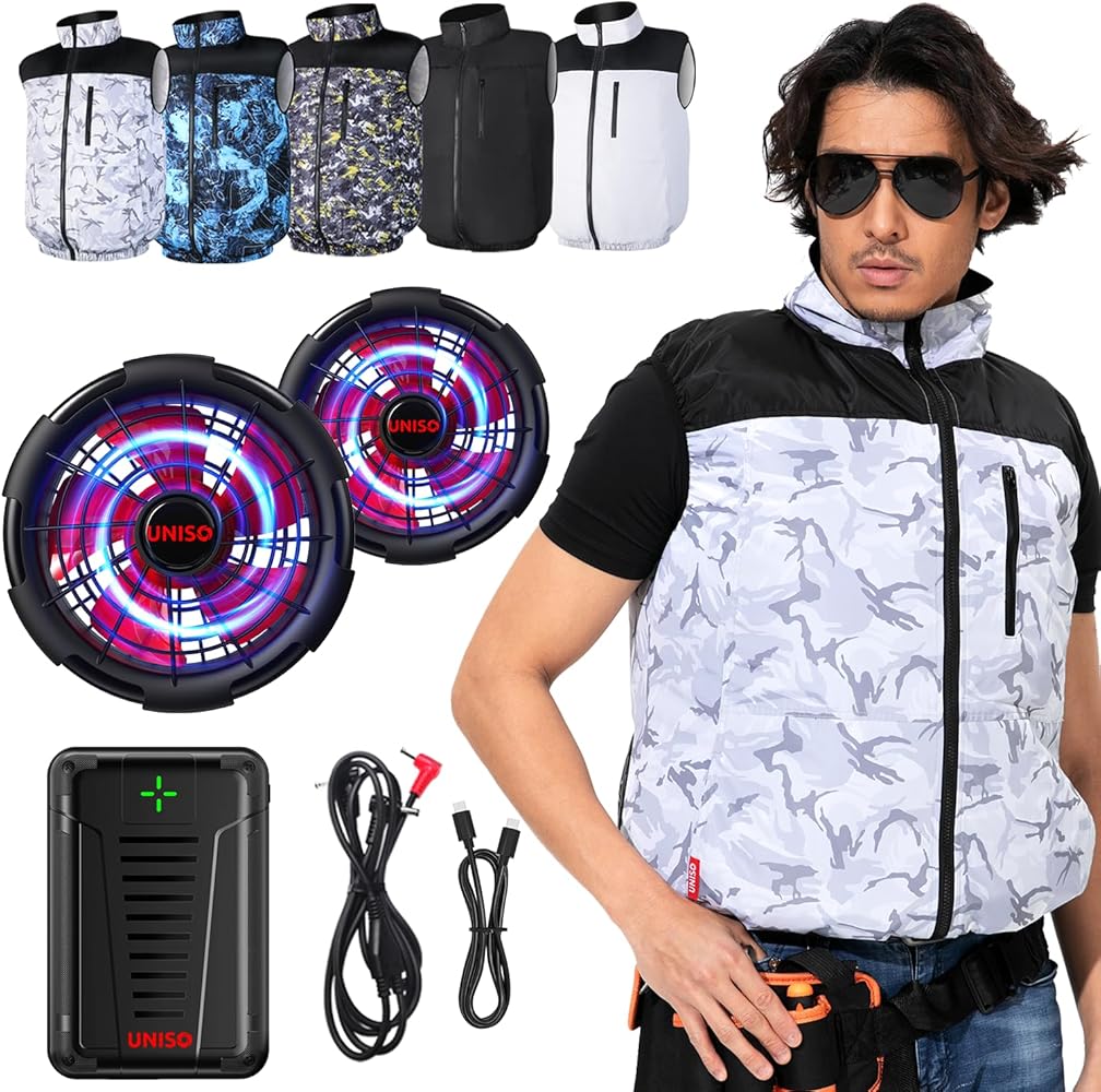 Amazon.co.jp: [UNISO] 新モデルファン付きベスト空調作業服 ファン
