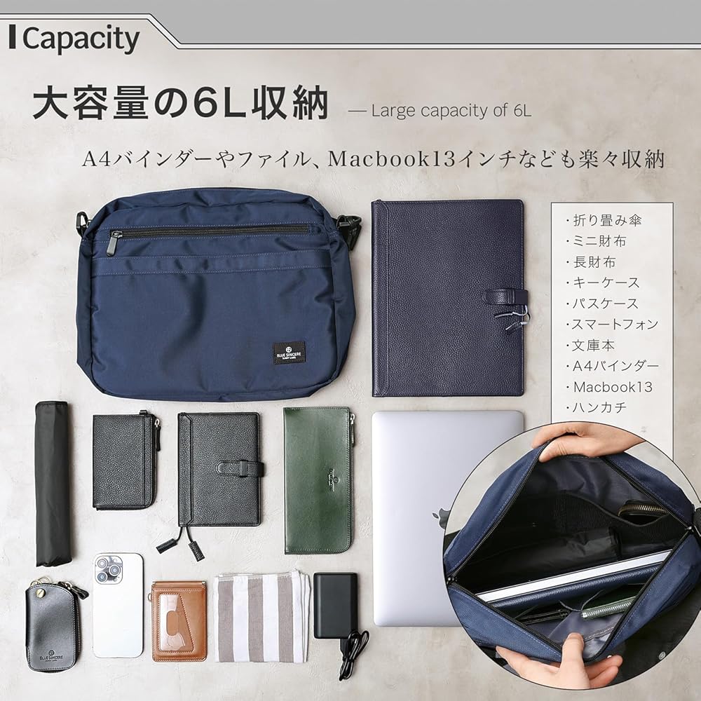 Amazon | [BLUE SINCERE] ショルダーバッグ メンズ 撥水 軽量 7