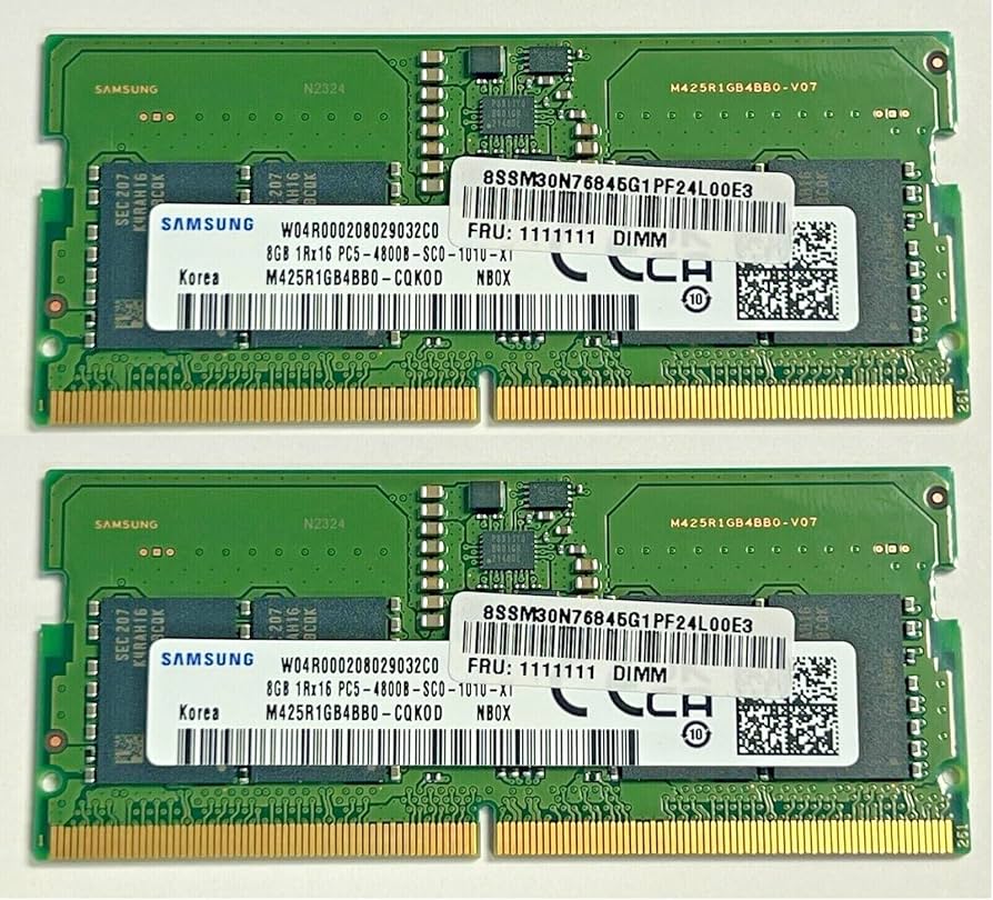 New Samsung 16GB (8GBX2) DDR5 4800 MHz PC5-38400 SODIMM Laptop