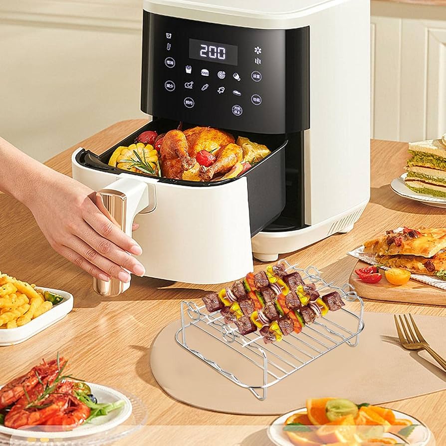 Amazon｜オーブン用エアフライヤーラック, 蒸し用ステンレス二段