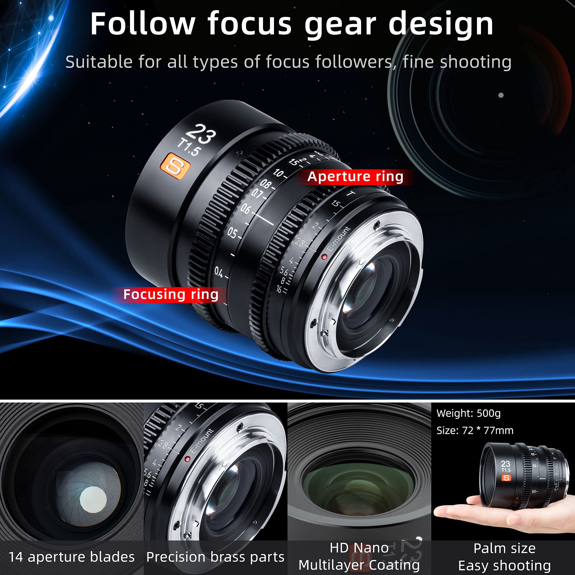 Amazon.co.jp: VILTROX 23mm T1.5 Eマウントシネマレンズ ソニー用 APS