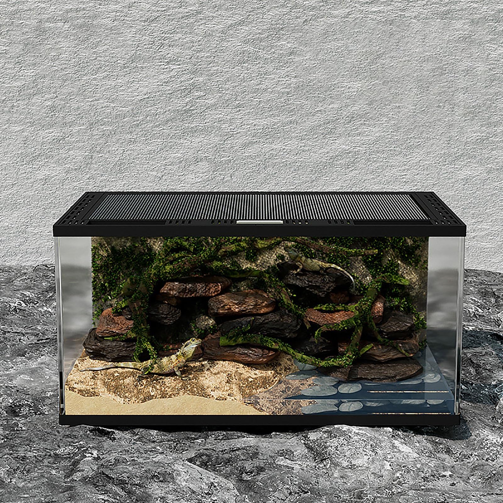 Amazon | NEONMAN 両生類飼育ケージ 爬虫類用ガラスケージ グラス