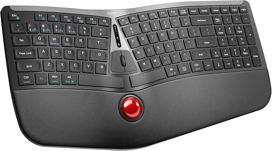 Amazon.com: Nulea RT07 Wireless Ergonomic Trackball Keyboard