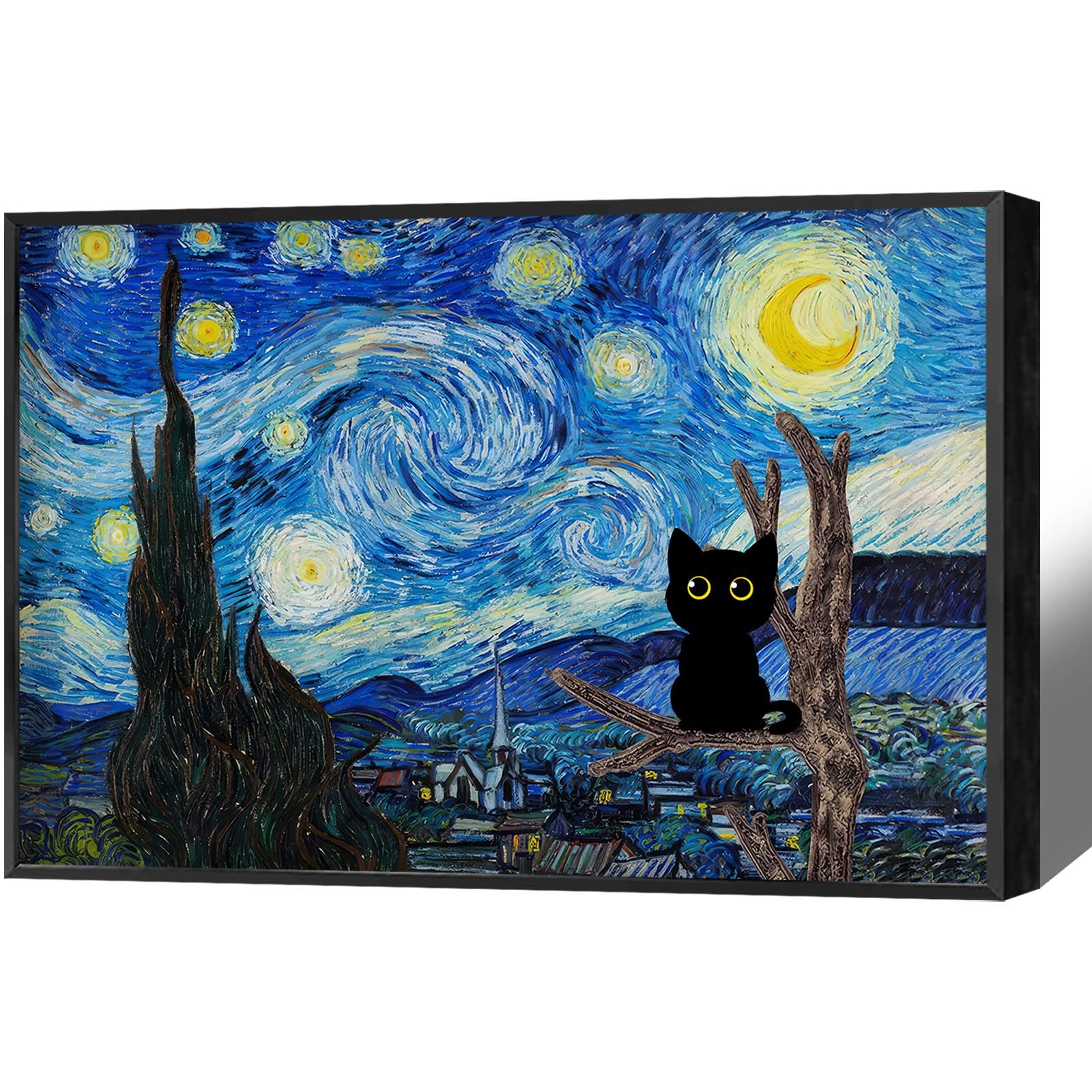 Amazon.co.jp: NONPAI ファン・ゴッホ 星月夜猫 キャンバスウォール