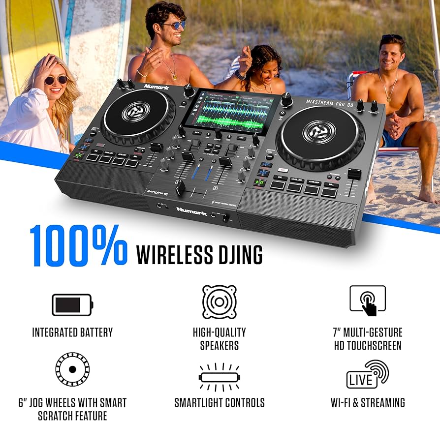 Numark Mixstream Pro Go Portable DJ Controller with Battery, Mixer