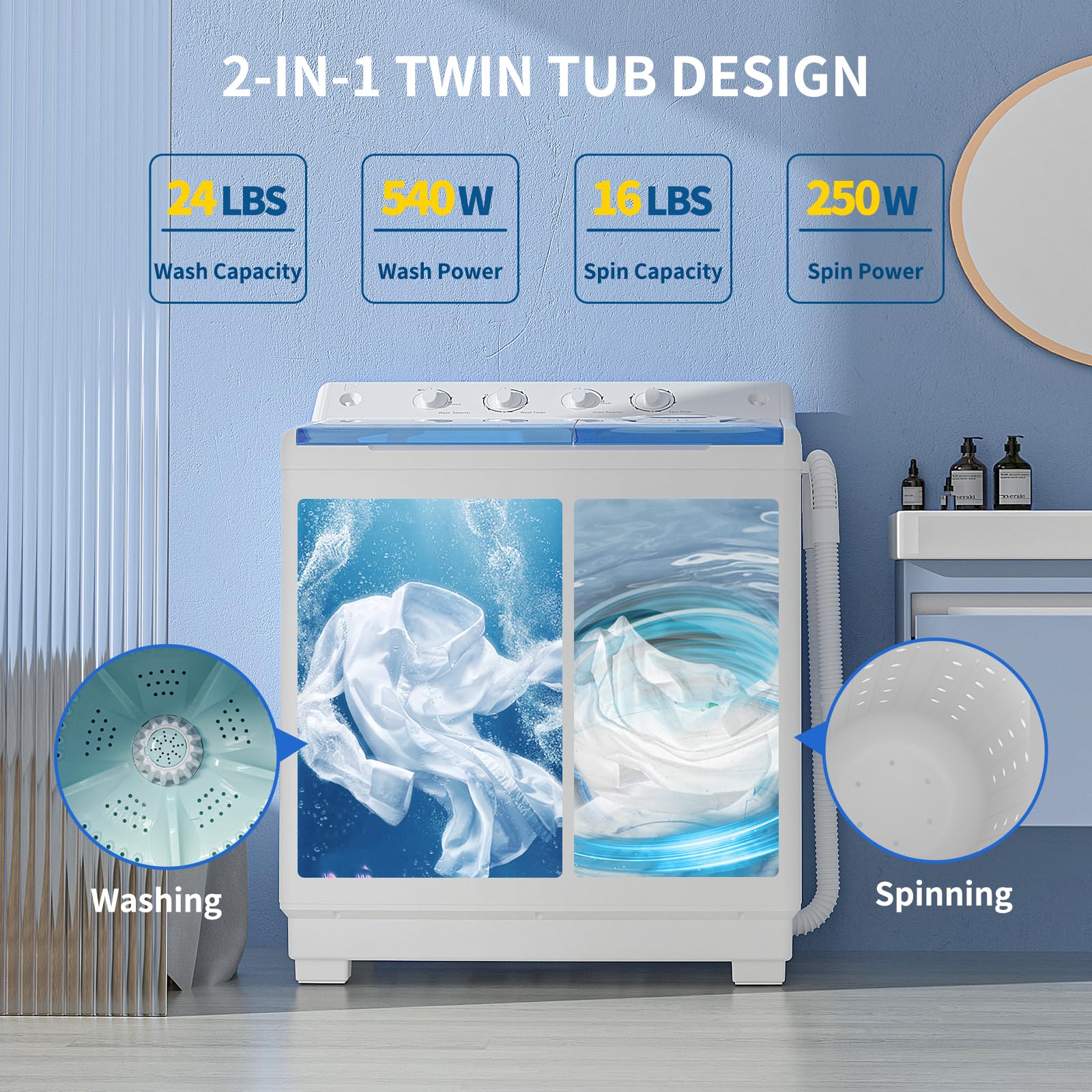 Amazon.com: Zynkez Portable Washing Machine, 40Lbs Compact Washing