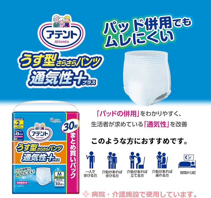 Amazon.co.jp: アテント パンツM うす型さらさらパンツ 通気性プラス