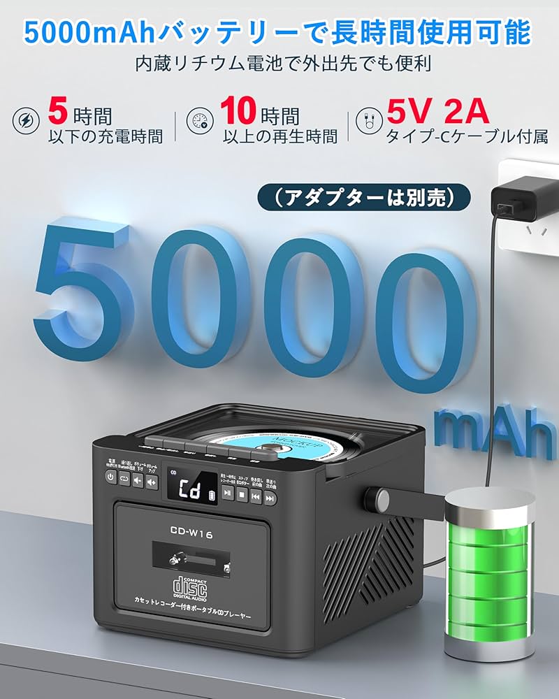 Amazon.co.jp: Greadio 2025 多機能ラジカセCDプレーヤー Bluetooth5.1