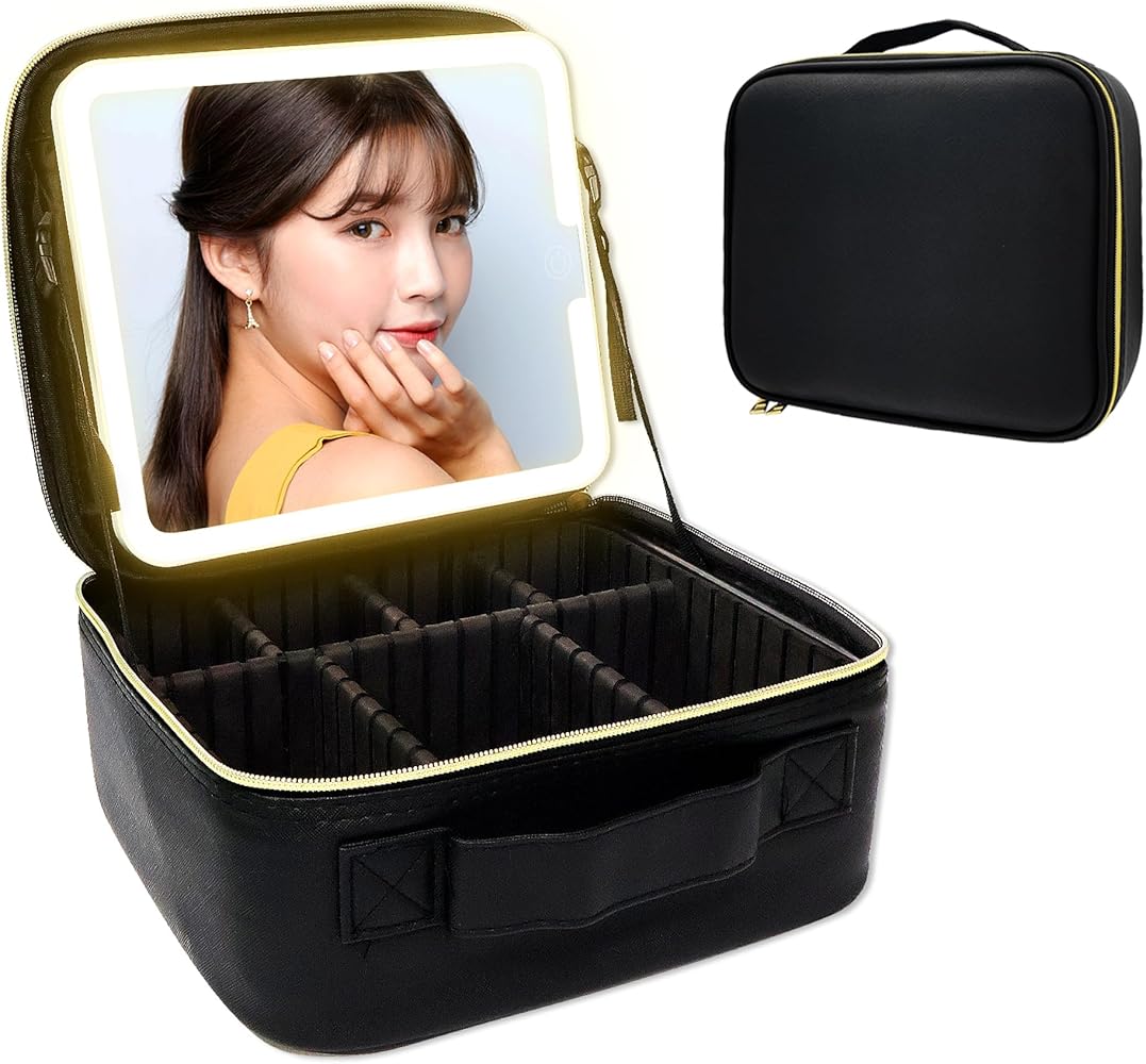 Amazon.co.jp: AMZTOLIFE メイクボックス 鏡付き LEDライト付き コスメ