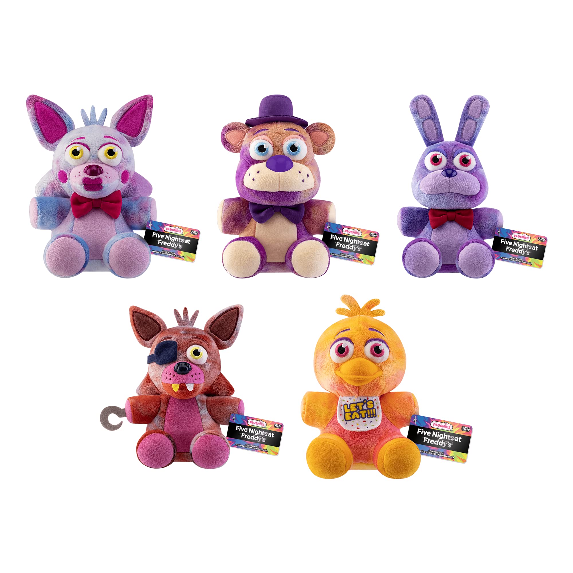 Amazon.com: Funko Plush! FNAF Tie-Dye Set of 5 - Freddy, Bonnie