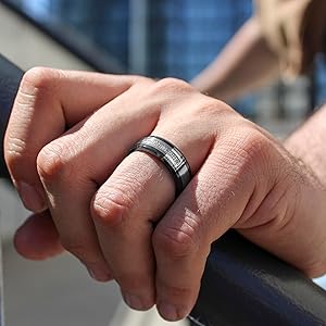 STEEL NATION JEWELRY Men's Stainless Steel 8mm White Diamond