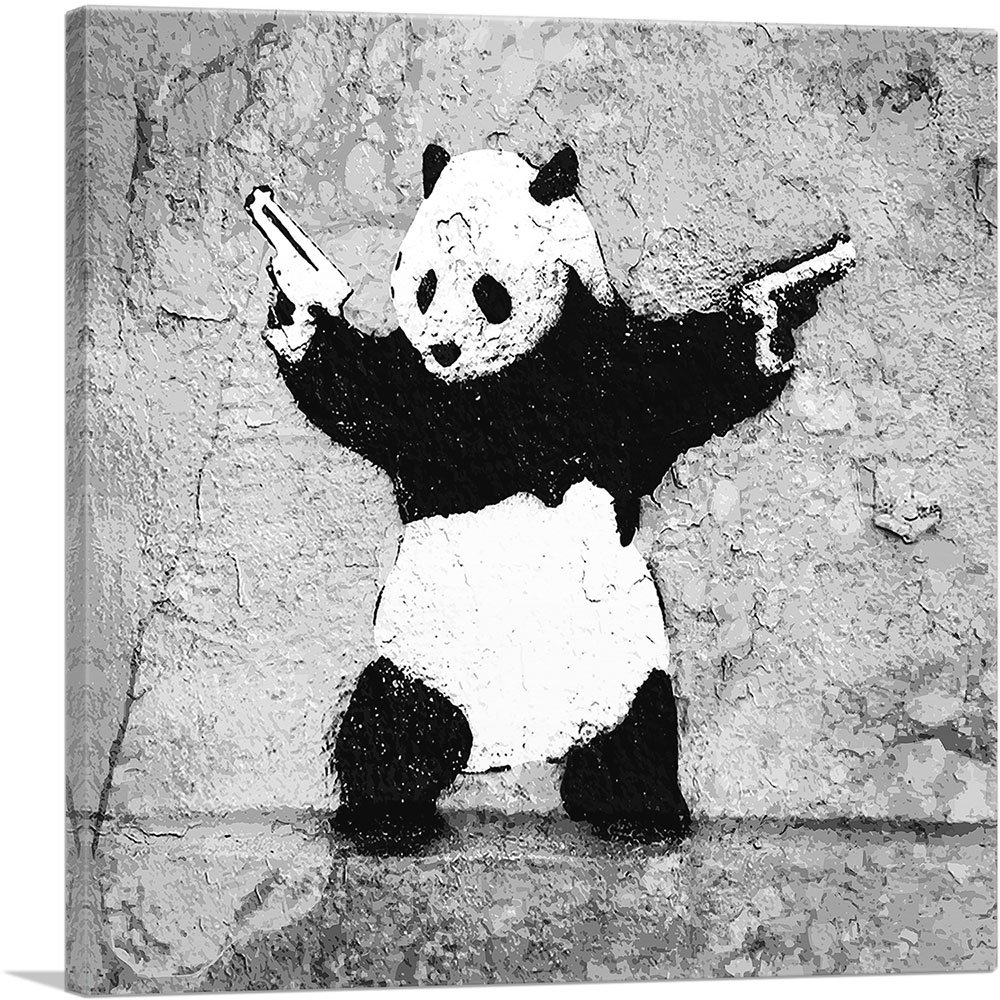 Amazon.com: ARTCANVAS Panda with Guns Canvas Art Print Stretched