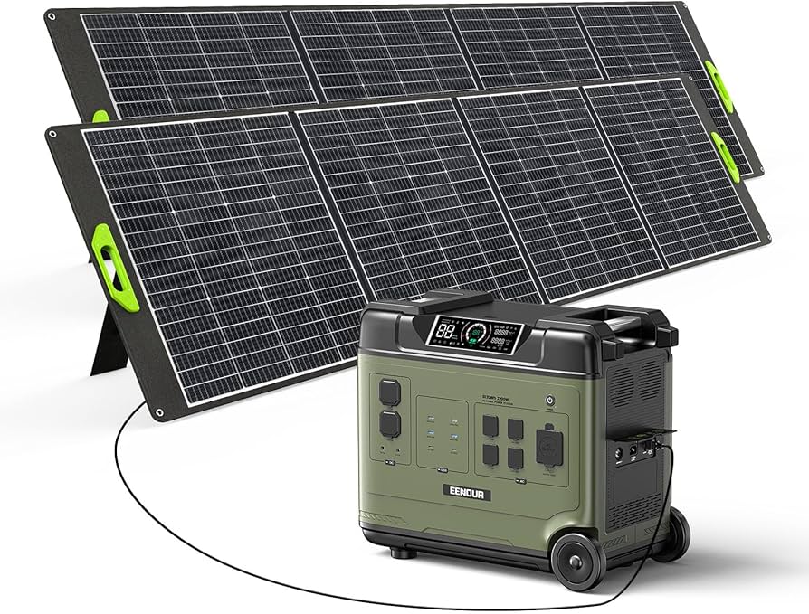 Amazon.co.jp: EENOUR ポータブル電源 P5000 ソーラーパネル400W 2枚