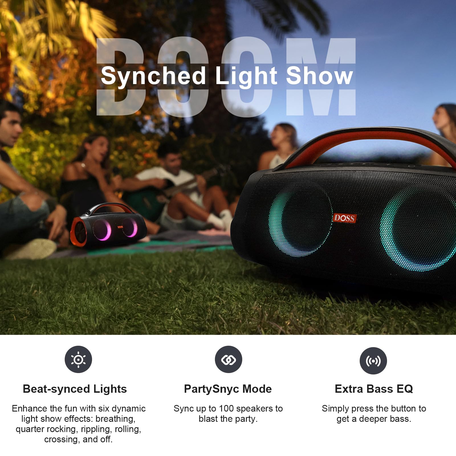 Amazon | DOSS Extreme Boom Pro Bluetoothスピーカー ワイヤレス 100W