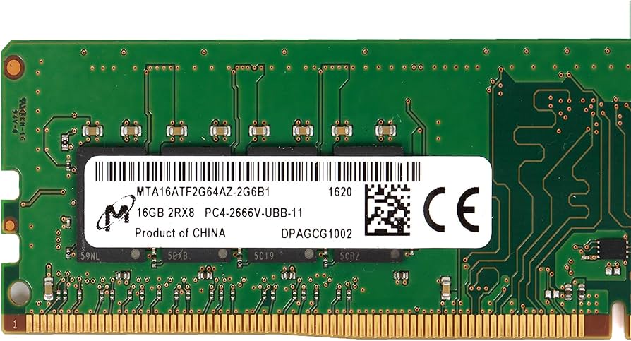 MICRON 16GB PC4-2666V-U UNBUFF Non ECC 2RX8 Memory UDIMM
