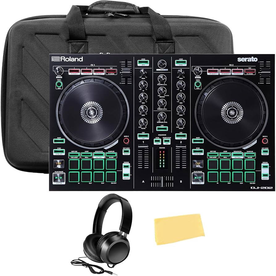 Amazon.com: Roland DJ-202 Paquete de controlador DJ con funda