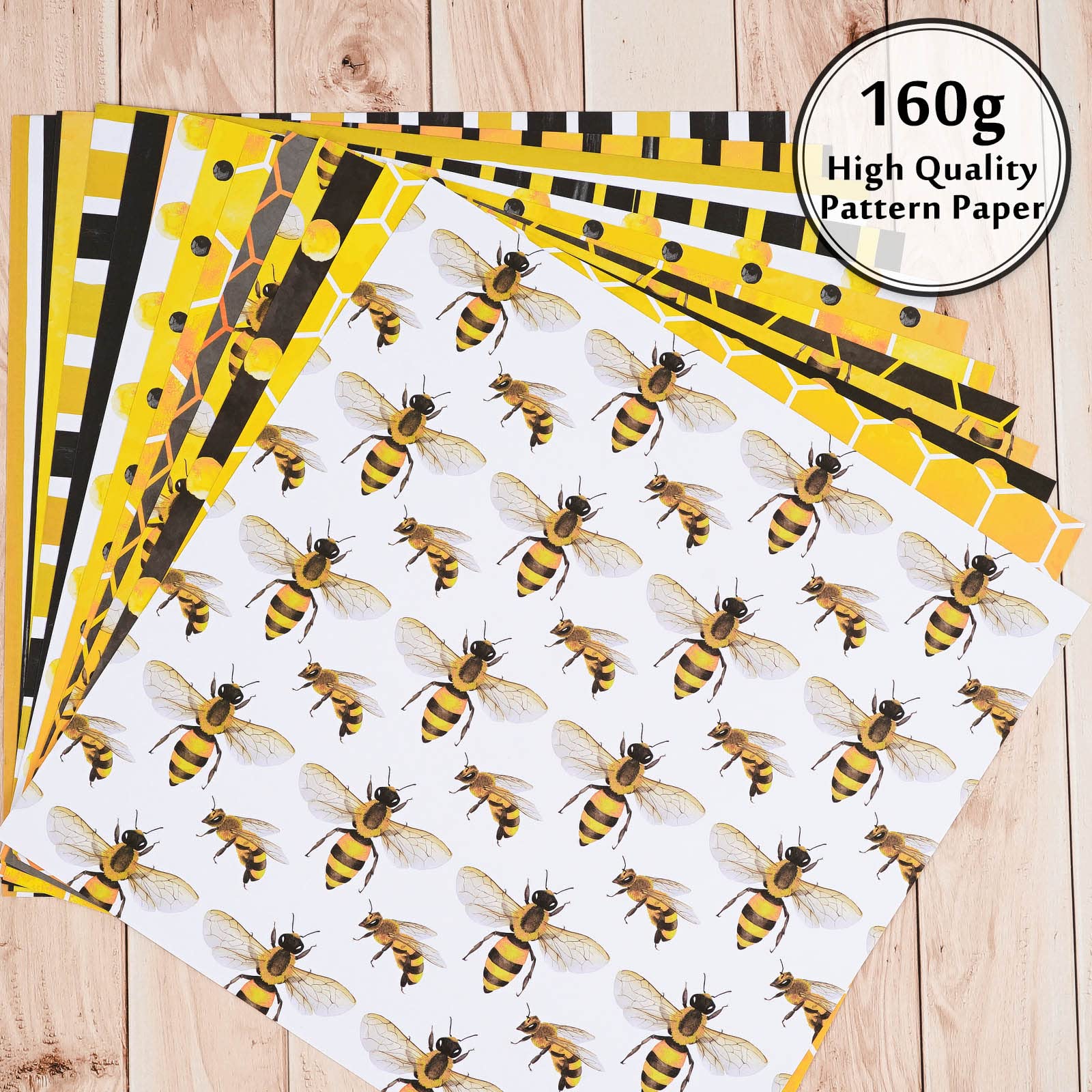 Amazon.co.jp: Whaline 12デザイン ハチ柄 ペーパーパック 24枚 水彩
