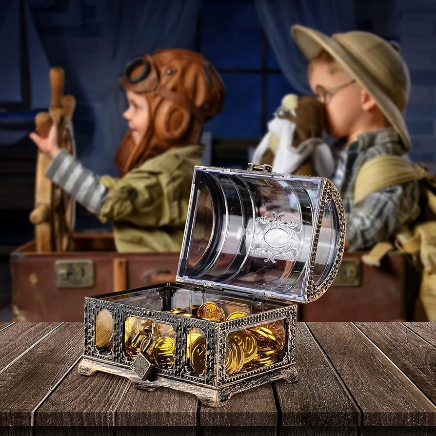 Amazon｜DIFEIUKI 海賊の宝箱 おもちゃ箱 鍵付き レトロ アンティーク