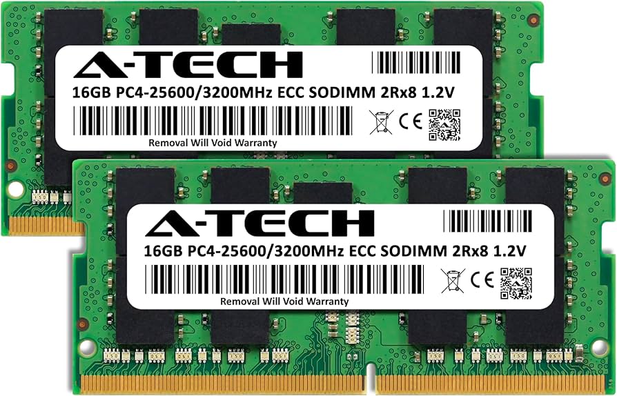A-Tech 32GB Kit (2x16GB) DDR4 3200MHz PC4-25600 ECC SODIMM 2Rx8