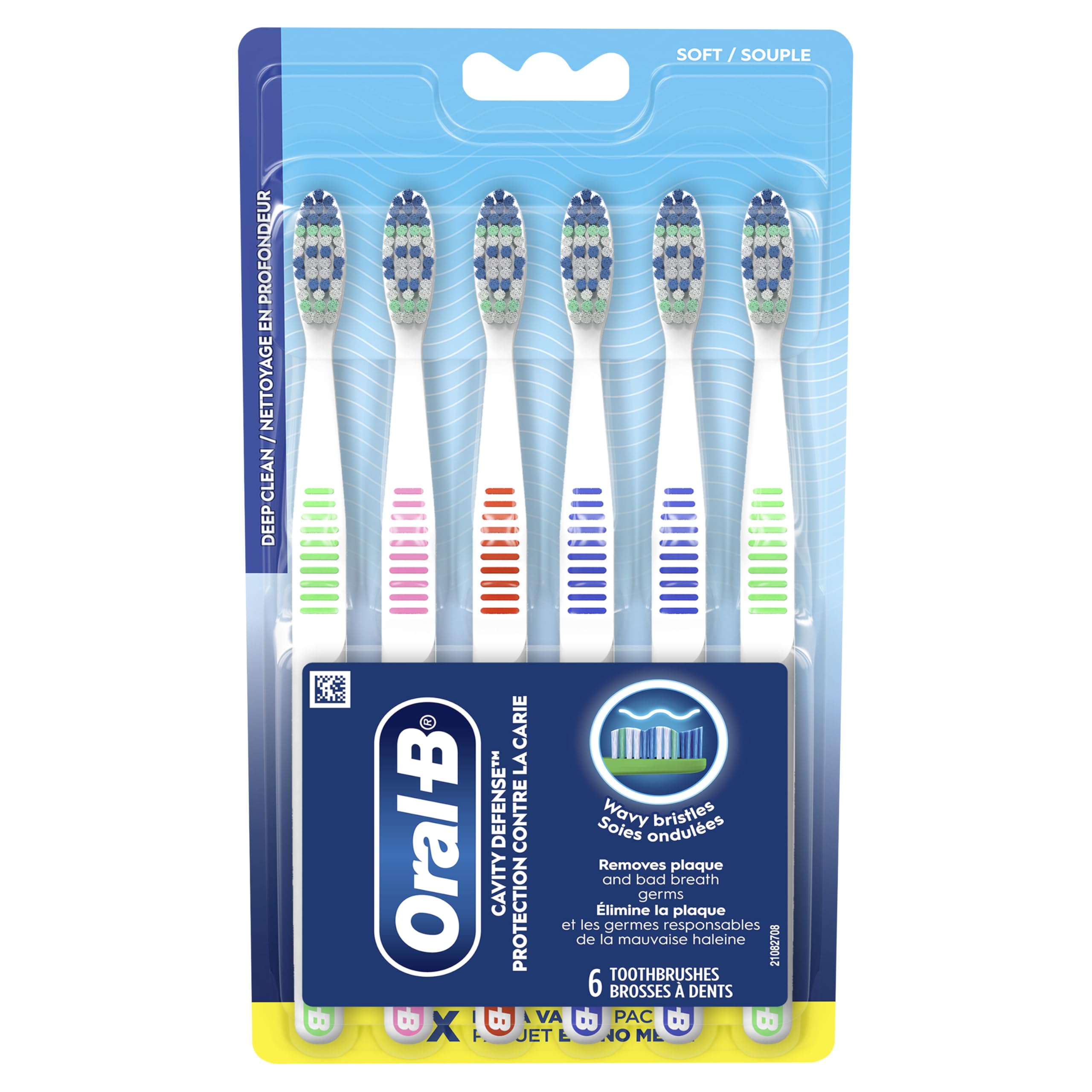 Oral-B Cavity Defense Toothbrush, Soft, 6 Count (Colors May Vary