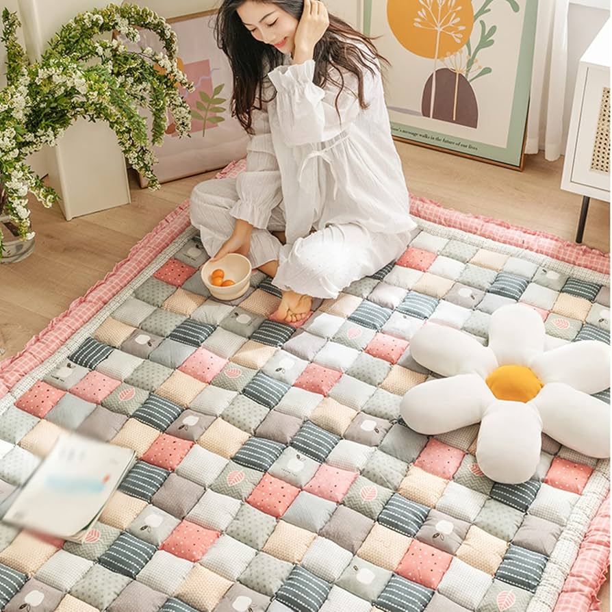 Amazon｜ラグ コットンキルト 綿 赤ちゃんに優しい おしゃれ 花柄