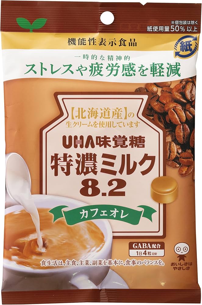 Amazon.co.jp: 味覚糖 機能性表示食品 特濃ミルク8.2カフェオレ 93g×6
