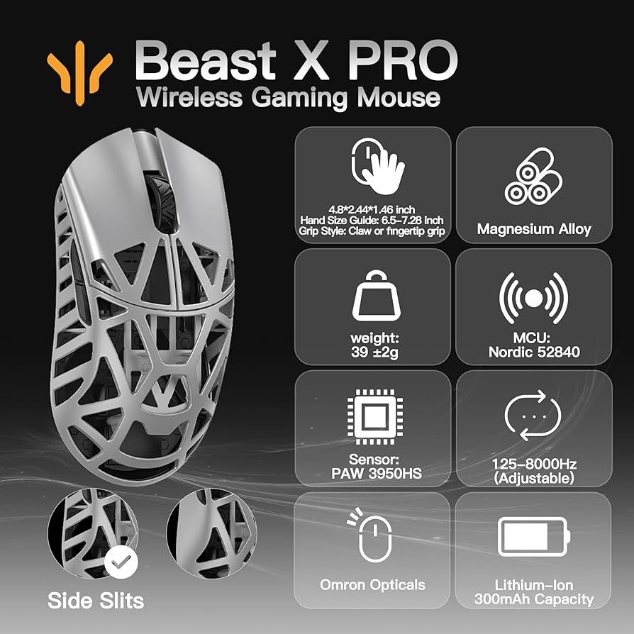 Amazon.com: SMACKAPE WLMOUSE Beast X Pro Ultra-Light 39g Magnesium