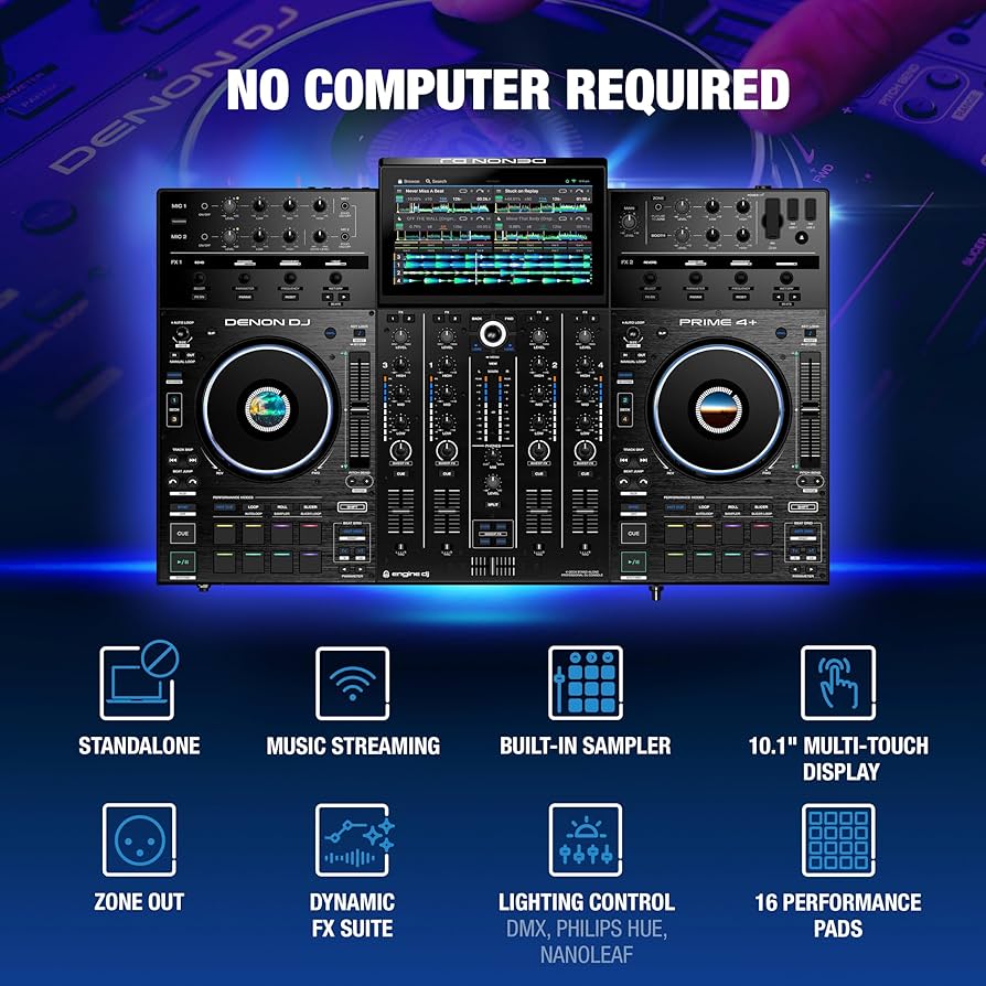 Amazon.com: Denon DJ PRIME 4+ Standalone DJ Controller with Stem
