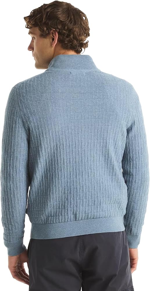 Nautica Men's Textured Quarter-Zip Sweater, DpAnchorHtr, M at