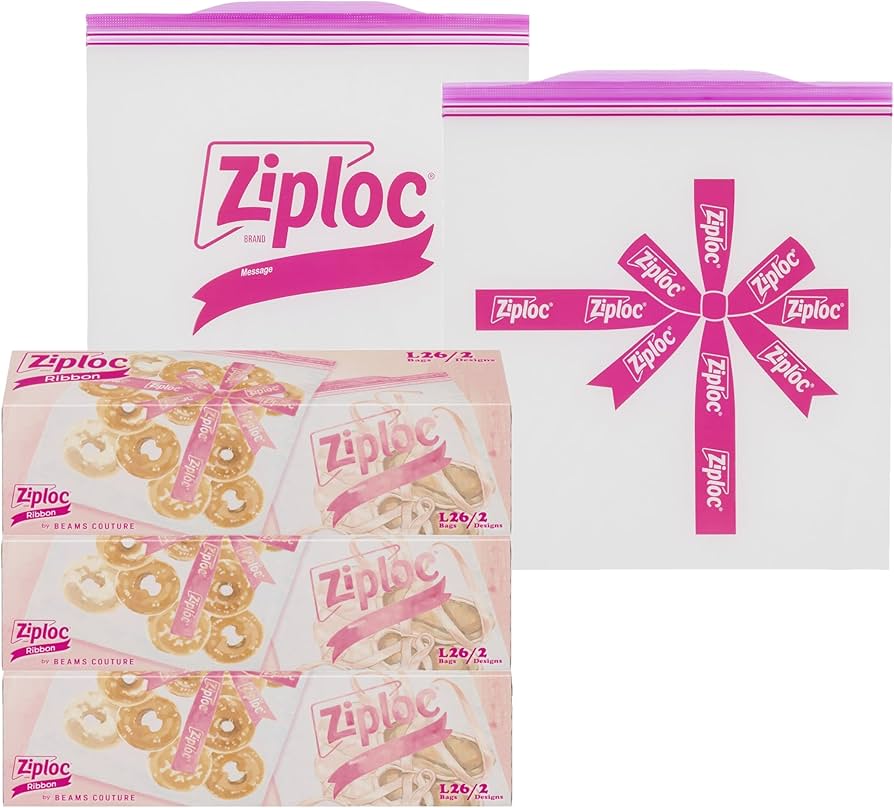 Amazon.co.jp: Ziploc ジップロック デザインバッグ リボン L26枚入×3