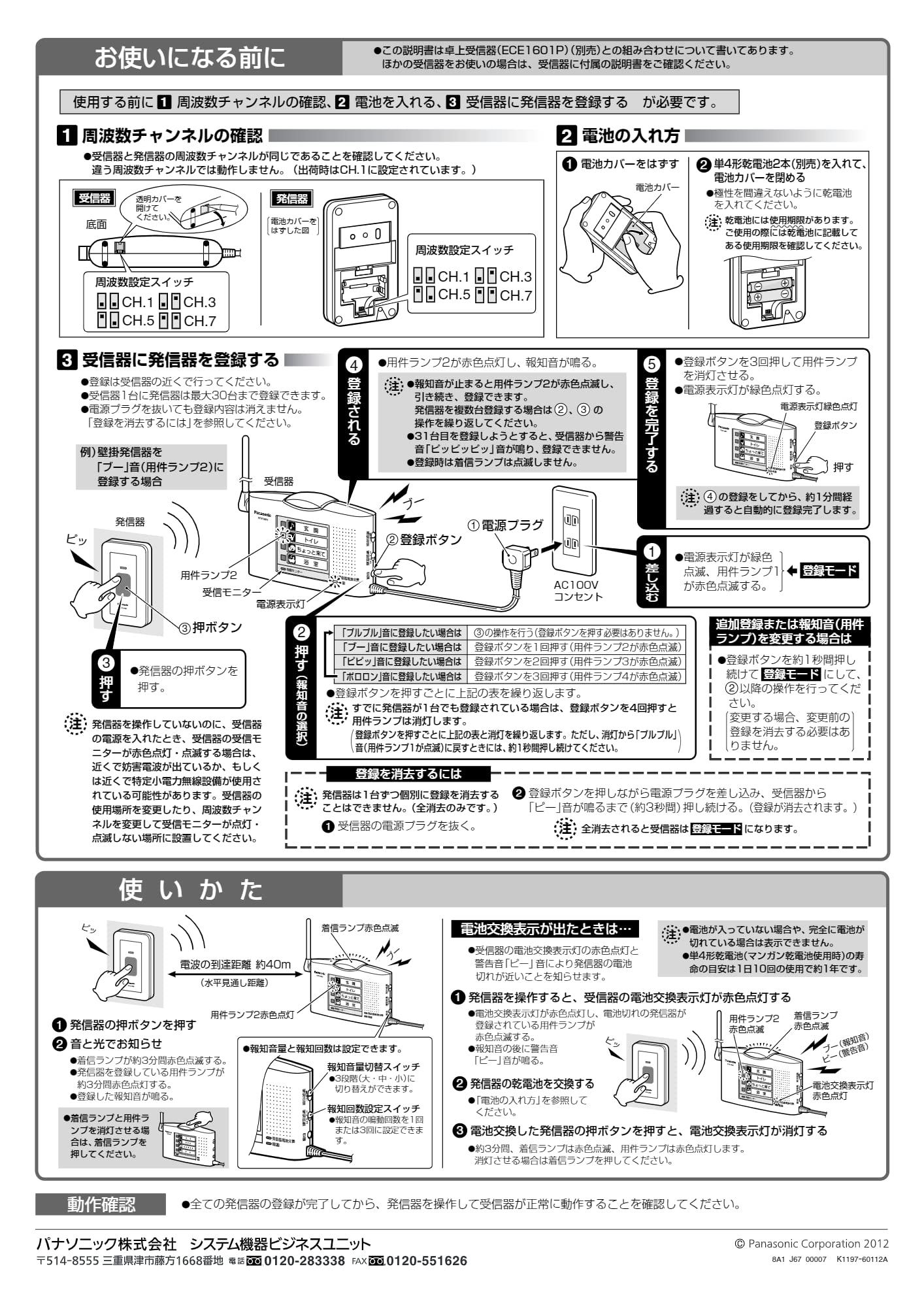 Amazon.co.jp: パナソニック ECE1708P 小電力型ワイヤレスコール 壁掛