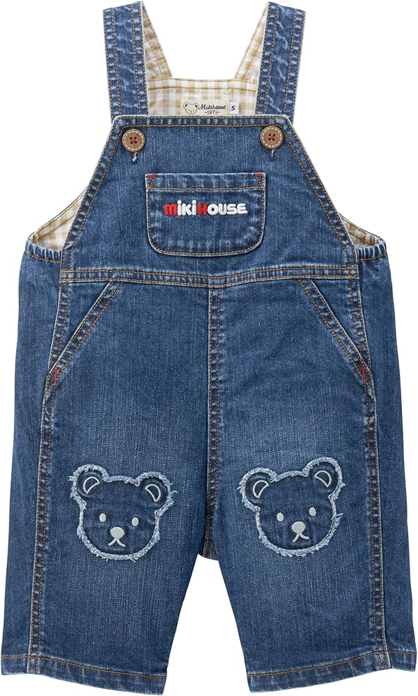 Amazon | [ミキハウス] オーバーオール 7分丈 サロペット デニム くま