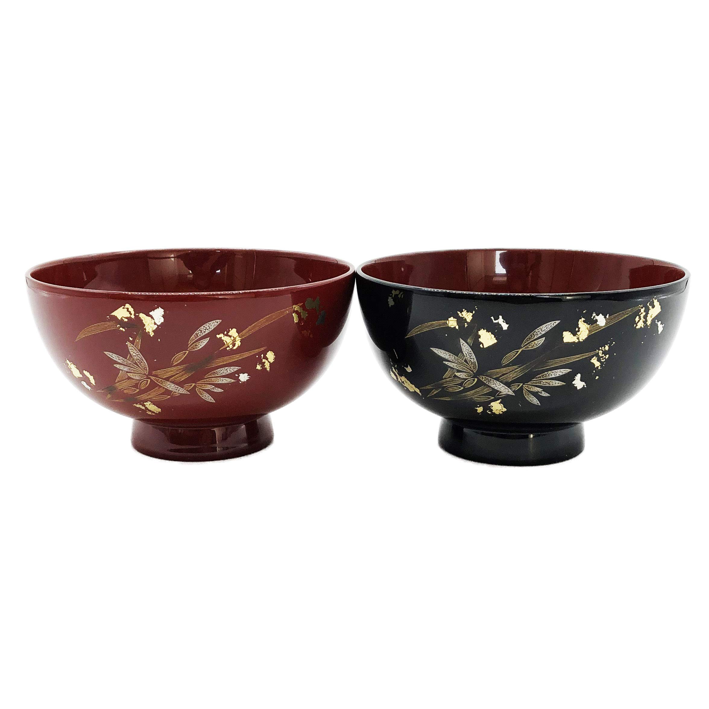 デッドストック！上質朱漆に風情ある網目文の映える筒形大椀2点（検京