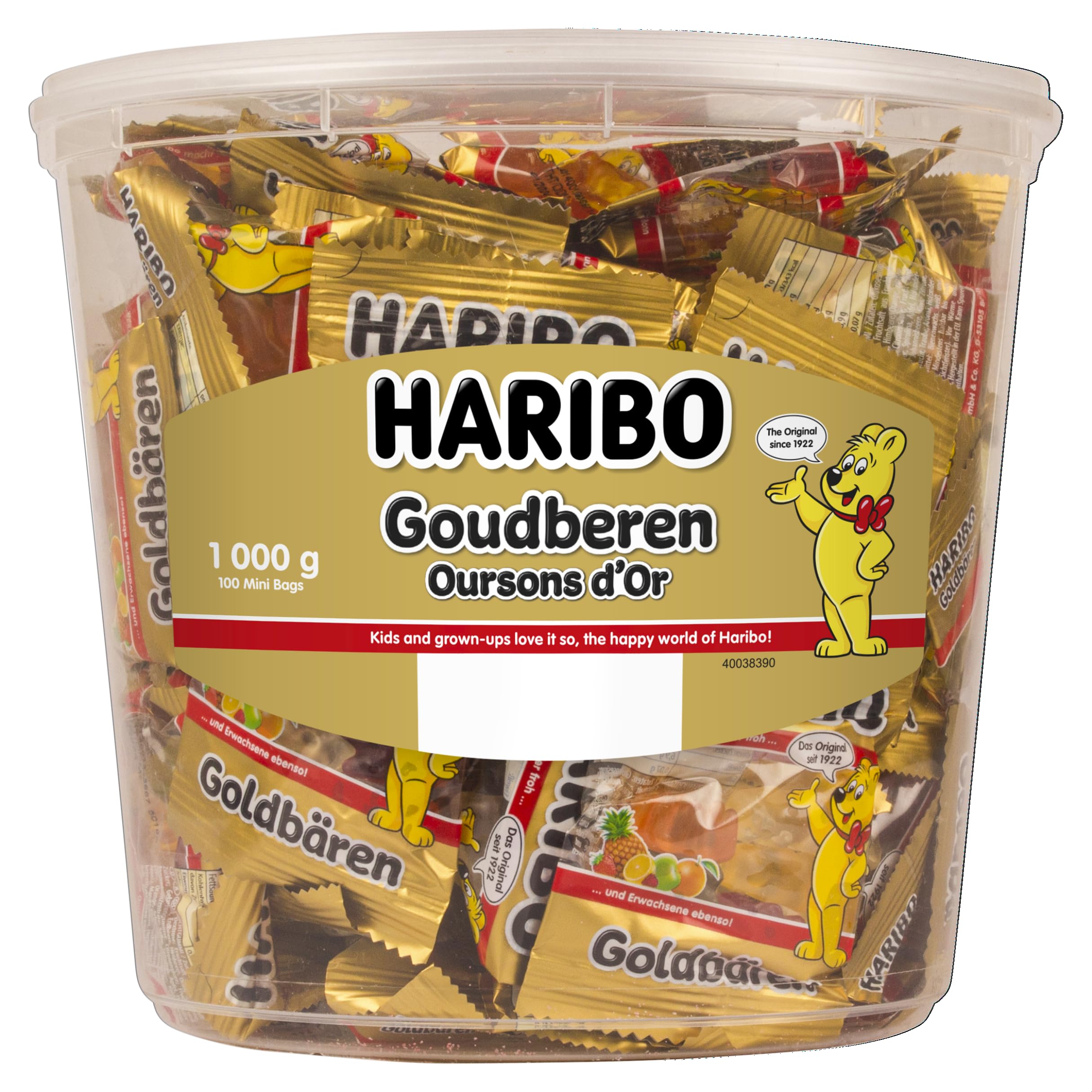 Amazon.com : Haribo Gold Bears / Goldbären, 100 Mini Bags, 980g